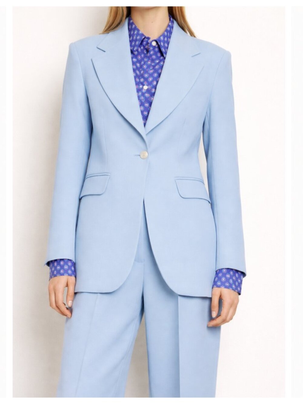 SANDRO Paris “Cely” Woven Blazer in Sky Blue